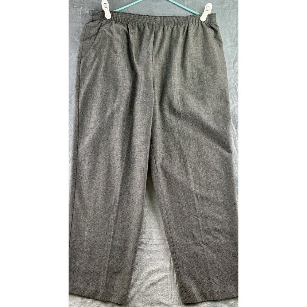 Briggs New York Dress Pants Sz 18WP Gray Subtle Plaid High Rise Straight Comfort